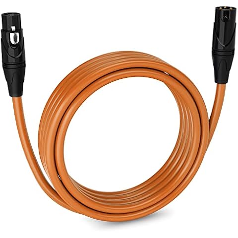 LyxPro Balanced XLR Cable 4.6m Premium Series Professional Microphone Cable, Powered Speakers and Other Pro Devices Cable, Orange Cover
