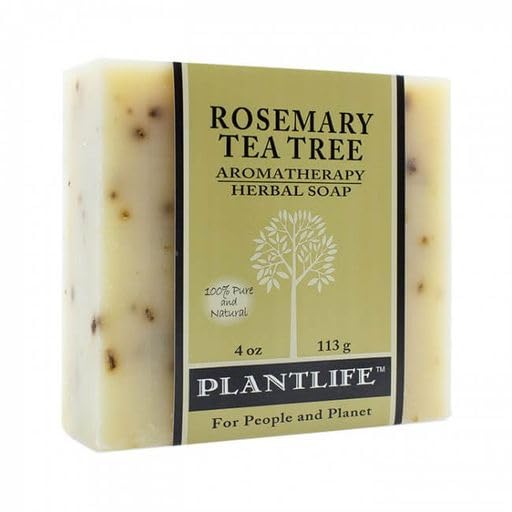 Sabonete em barra Plantlife de alecrim e tea tree, artesanal, vegano, 113 g