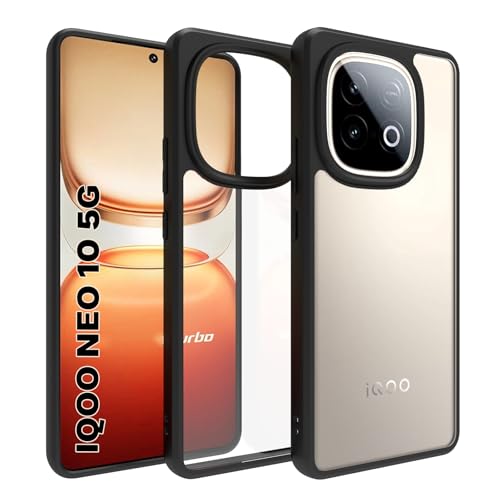 Image of RIGGEAR Shockproof Sleek Hybrid Armor Back Cover Case for iQOO Neo 10 5G (Clear PC and Black TPU Bumper)