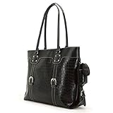 Mobile Edge Signature Women's Laptop Tote Bag, Fits 16' PC and Compatible with MacBook 17', Black Faux-Croc, METSC1
