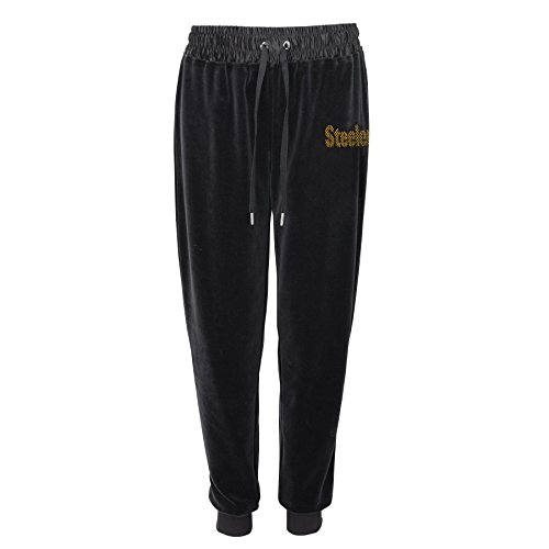 NFL Pittsburgh Steelers Juniors Glitzy Kicker Velour Banded Pant Black, Large(11-13)