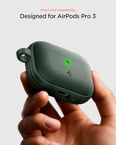 Image of Spigen for AirPods Pro 3 Case, Carabiner Included, Shock-Proof, Light & Compact Cover, (Spigen Vault) - Midnight Green