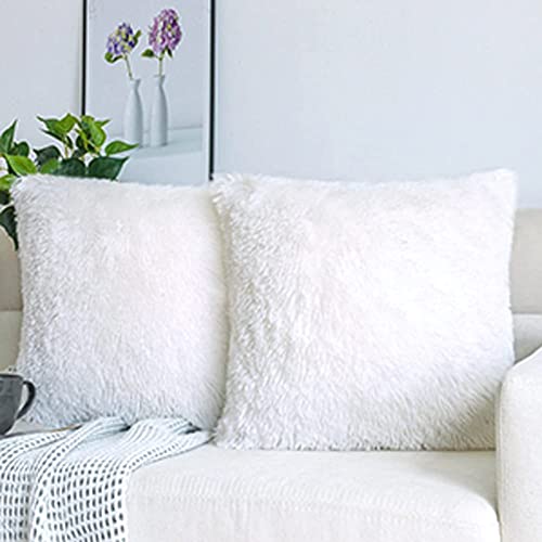 Image of Faux Fur Throw Pillow Covers for Couch Decorative Pillows 24x24 Inches