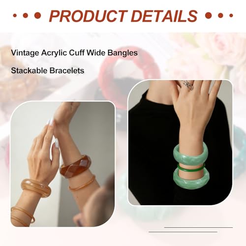 Cadeau tendance irrégulier : lot de 3 bracelets joncs en résine pour femme - 3