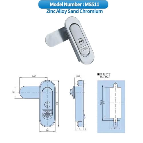 Serrure plate robuste en alliage de zinc pour coffret métallique - 3