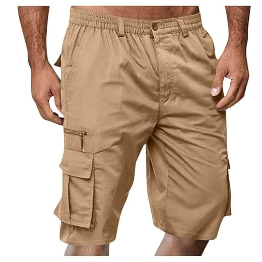 Short De Travail Homme Cargo Taille Elastique Short Court avec Poches Casual LâChe Pantalon Court Baggy Bermuda Shorts Sport Jogging Slim Fit Militaire Pantalon Outdoor RandonnéE Shorts