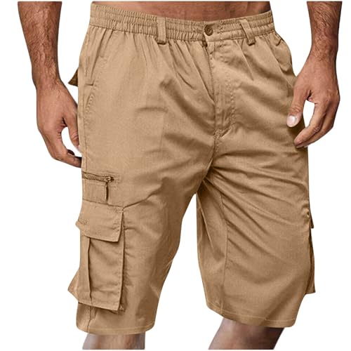 Cargo Shorts for Men Big Tall Elastic Waist Shorts Casual Knee Le...