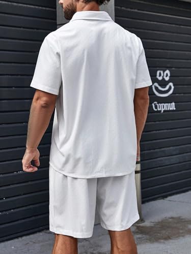 Verdusa Men's Plus Size 2 Piece Outfits Sweatsuit Button Down Shirt Short Sleeve Top and Short Tracksuits Set2