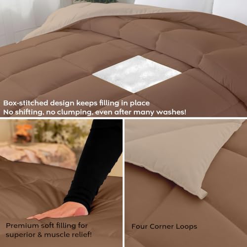 Image of AYKA Reversible Comforter 220 GSM Microfiber Reversible AC Comforter /Blanket for Winter /Quilt /Dohar /Duvets for King Size Blanket /Comforter Double Bed (Taupe & Brown, 60 * 90)