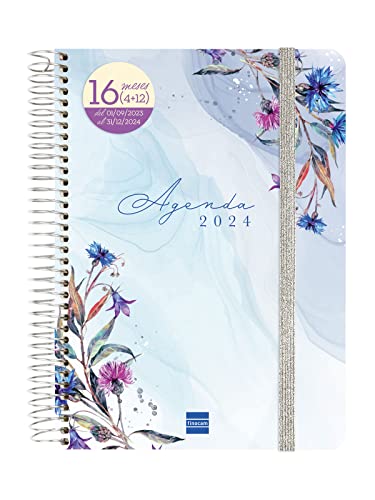 Finocam - Agenda Cloe 16 Meses 2023 2024 Semana Vista Horizontal Septiembre 2023 - Diciembre 2024 (16 Meses) Azul Español