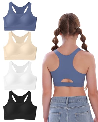 Opiniones de Sujetadores deportivos para Niña más recomendados. 44 SALIA GIRL Sujetador de Entrenamiento sin Costuras para niñas 10-14, Sujetador Deportivo con Espalda Cruzada 12-16 Suave y cómodo, X-Grande