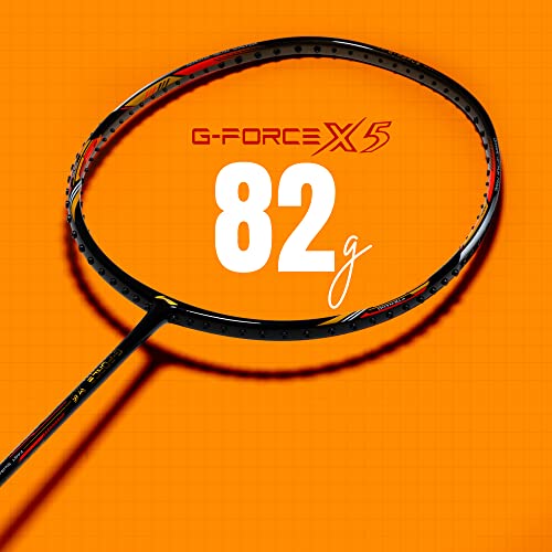 Li-Ning G-Force X5 Carbon Fibre Badminton Racket With Free Full Cover(82 Grams, 28 Lbs) (Black::orange) #TOP7