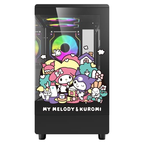 Gabinete PC darkFlash DB330M Sanrio Kuromi M-ATX, 5 ventiladores ARGB, vidrio panorámico 270°, negro miniatura 3