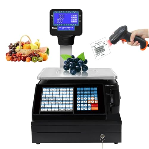 Báscula comercial digital con impresora y caja registradora 30kg miniatura 1