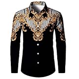 Hixingo Camisas Hombre Manga Larga Casual, S-6XL Camisetas Manga Larga lnvierno Hombre Cut Regula Cuello con Solapa Camisa con Botónes para Vaquero del Oeste y Vestir (Clásico,XL)