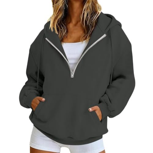 HswsEJ 1/4 Zip Pullover Women Oversized Fleece Half Zip Hoodie - image 1