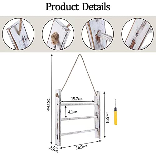 Horezer Hanging Towel Rack Wall-Mounted,Ladder Hand Towel Rack For Bathroom Hanging Blanket Ladder Rustic Farmhouse Decorative Towel Rack Storage Shelf #TOP7