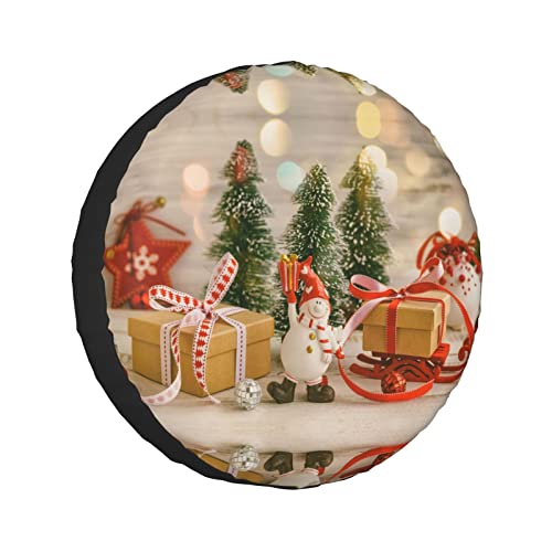 Xmas Tree Ball Stars Printed Tire And Wheel Protector, Universal Wheelhouse Suitable For Many Vehicles