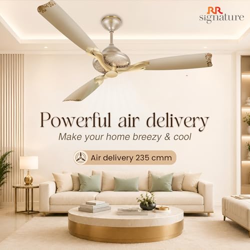 Image of RR Signature Jaipur Mahal NEO 1240 MM | Royal Design Ceiling Fan for Home and Office | High Speed 320 RPM | Thar Gold, 3 Year Warranty & Free Installation