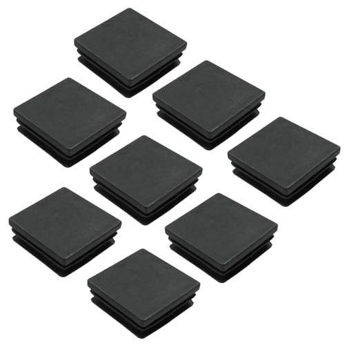 Image of Bonsicoky 1-1 /2 inch Square Plastic Plugs, Black, 8 Pack | Tubing End Caps, Insert for Square Tube, For Furniture Legs