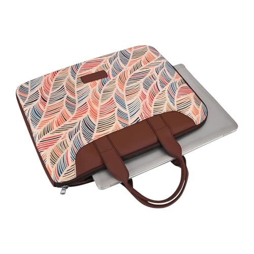 Image of Tabelito Designer Printed Laptop Sleeve for Women (13-15.6 Inch) | Jute & Vegan Leather Office Handbag | Lightweight Stylish Work Bag with Handle