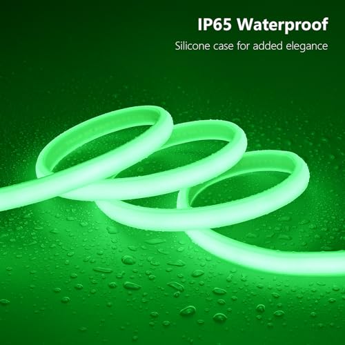 BENLUN AC 110V COB LED Strip Lights Outdoor Waterproof 65.6ft, Green Super Bright 200W LED Rope Light, IP65 Flexible Cuttable, for Bedroom Garden Commercial House Gaming Room Decor