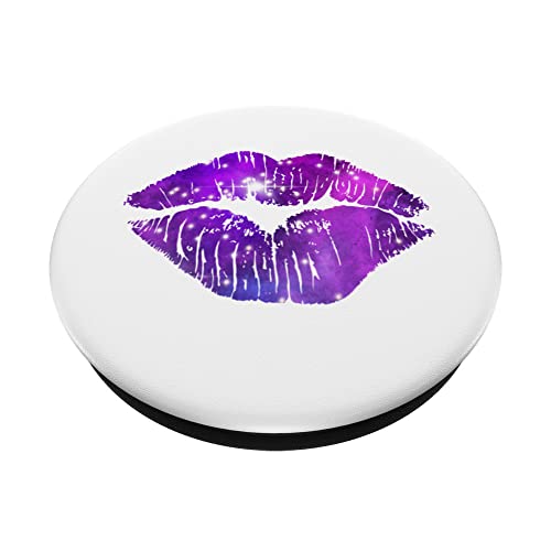 Lips Kiss Design Birthdays and Valentine's Day Girls Women PopSockets Swappable PopGrip, Black - Image 2