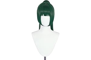 Maki Zenin Jujutsu Kaisen Maki COS Wig Dark Green Hair High Ponytail for Women Cosplay
