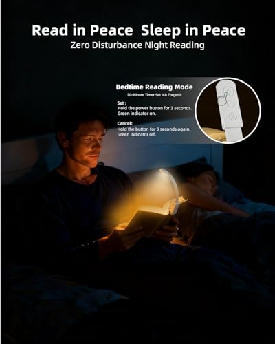 Image of Book Lights for Reading at Night,Reading Lights,AAA Battery Clip-On Led Reading Light with 3 Colors & Stepless Dimming,Portable and Ultra-Lightweight with Long Runtime(Light White)
