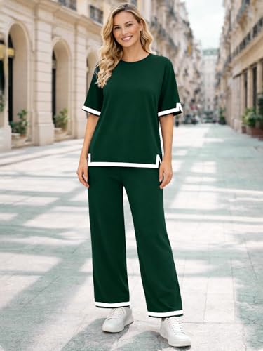 Image of TYSORT Women Casual Summer co ords Set Track Suit Oversized Top Baggy Pant,Top and Pajama Set
