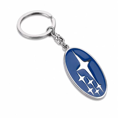 YUIQIEUY Car Logo Key Chain Ring 3D Chrome Metal Alloy Keychain Fit Subaru Car Accessories