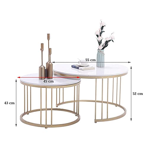 Image of Coffee Table Round Sofa Small Side Table Nesting Table, Modern Negotiation Tables Combination Table, Suitable for Living Room Bedroom Side Table