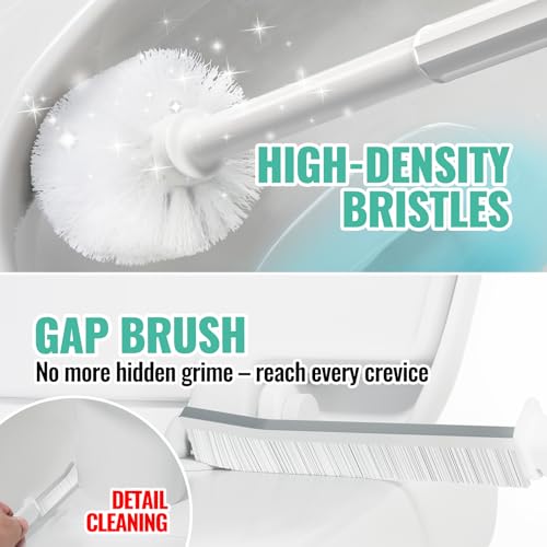 Image of 3 in 1 Toilet Brush and Plunger Set with Crevice Cleaning Brush, Toilet Plunger and Brush Set with Extra Long Handle, Plungers for Bathroom Accessories, Toilet Plunger with Holder, White