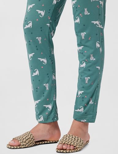 Image of Jockey RX09 Women's Micro Modal Cotton Relaxed Fit Printed Pyjama with Lace Trim on Pockets (Colors & Prints May Vary)