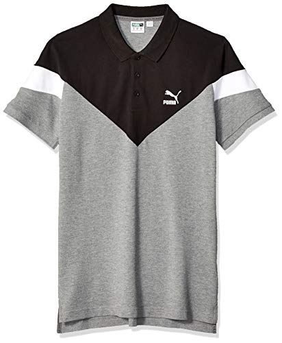 PUMA Men's Iconic MCS Slim Polo, Medium Gray Heather, L