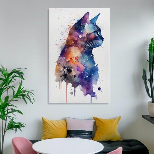 Poster chat aquarelle sur toile 40 x 60 cm une idée cadeau originale - 6