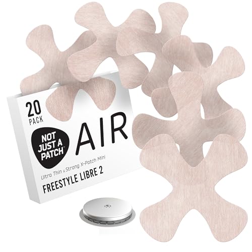 Not Just A Patch Air X-Mini Adhesive Patch for Freestyle Libre 2 (20 Pack) – Water-Resistant, Breathable Sensor Covers – 14-Day Hold CGM Glucose Monitor Patches – Thin, Strong & Light – Beige
