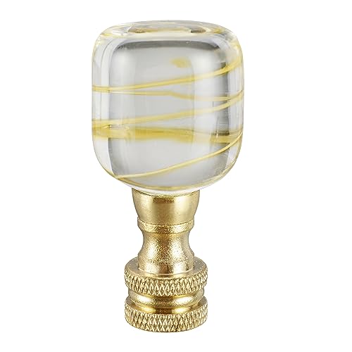 Image of Aspen Creative 24024-21, Clear with Yellow Line Glass Lamp Copper, 2 inch Tall Finial, Clear & Yellow