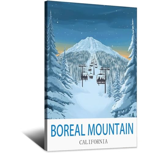 Poster de voyage vintage Montagne boréale Californie 30x45 affiche rétro déco murale nature