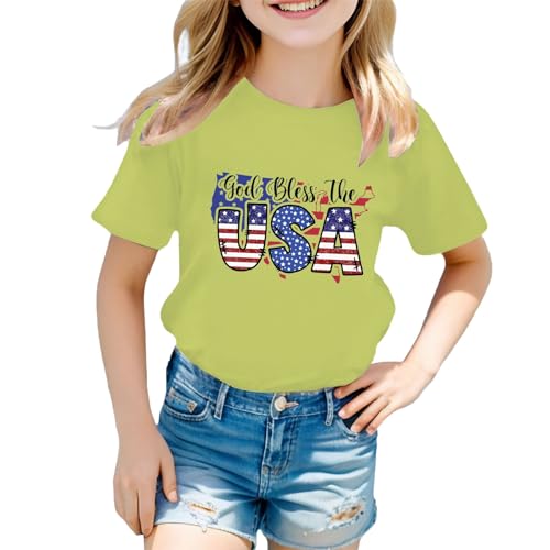 Boys Girls 4th of July American Flag Patriotic Cotton Tshirt Kids Independence Day Tops Girl Summer Short Sleeve Outfit3