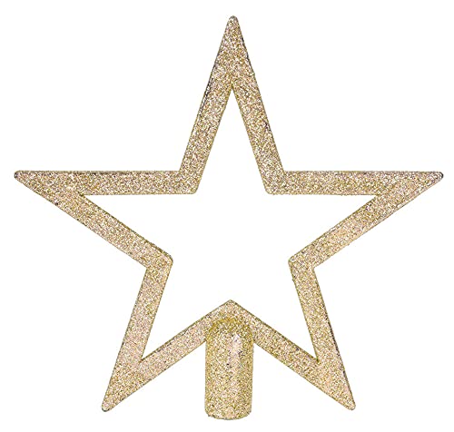 Punta para Árbol de Navidad Con Purpurina Dorada, 18 cm, Diseño Abierto y Moderno, Estrella de Navidad