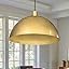 Black and Gold Pendant Light, 15 Inch Dome Fixture with