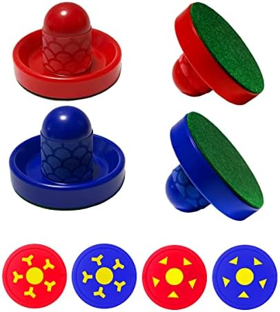 Joovon Air Hockey Pushers and Air Hockey Pucks , Non-Slip Strikers and Dynamic Pucks for Air Hockey Table Game for Adults,Replacement for 7ft and 8ft Fullsize Tables (Red and Blue with 2.95" Pucks)