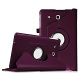 Fintie Samsung Galaxy Tab E 9.6 Case - Premium PU Leather 360 Degree Rotating Cover Swivel Stand for Samsung Tab E Wi-Fi / Tab E Nook / Tab E Verizon 9.6-Inch Tablet, Purple