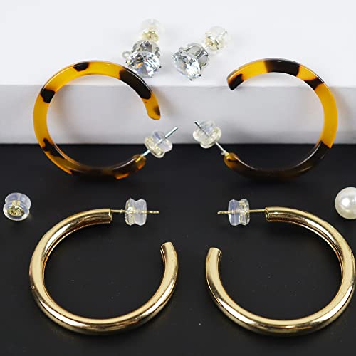 18K Gold Earring Backs For Studs,12Pcs Silicone Earring Backs Replacements For Droopy Hoops Fish Hook Secure Earring Backs No-Irritate Hypoallergenic For Ears #TOP3