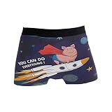 Linomo Herren Boxershorts Schwein Rakete im Weltraum Unterhosen Männer Herren Unterwäsche für Männer