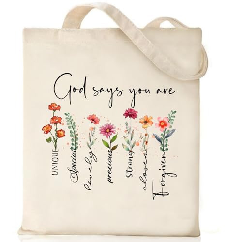 Nioobager Canvas Christian Tote Bags Bible Canvas Bag Faith Friend Birthday Christian Gifts Graphic Totes Sunday Church Bag