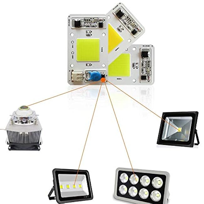 2PCS LED COB Chip 50W 110V White Light Engine Integrated Smart IC Driver Free Solder for LED Floodlight Ceiling Light etc