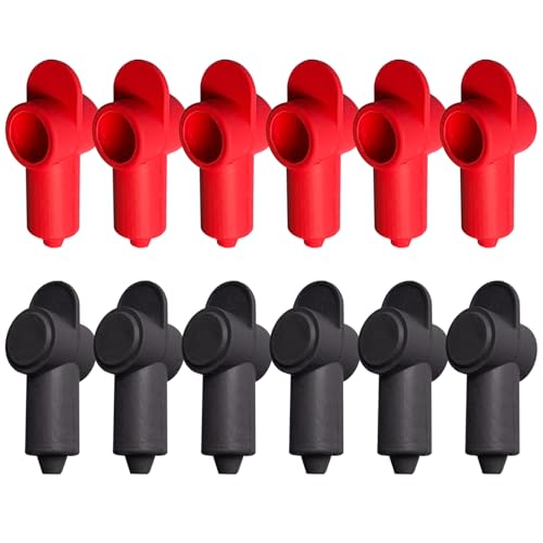 Ampper 12 Pcs Silicone 1/4", 5/16" Stud Terminal Covers, Flexible Post Terminal Cover Protector Boot for Battery Power & Ground Junction Block Post, Fits 16-6 Gauge Wire (Red & Black...