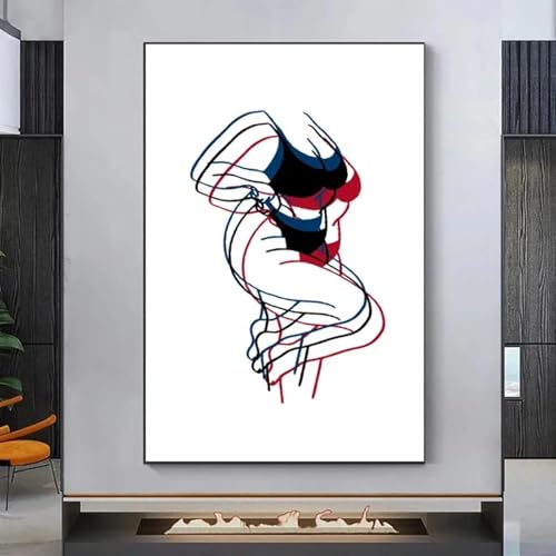Toile art abstrait femme simple ligne 35x50cm de décoration murale